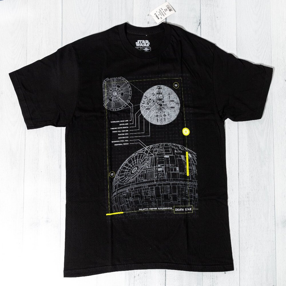 Star Wars: Death Star Schematics Tee - Black Medium NWT